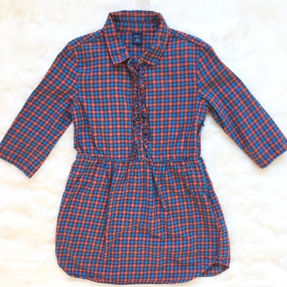 GAP KIDS Plaid Button Ruffle Tunic Shirt S… - Picture 1 of 4